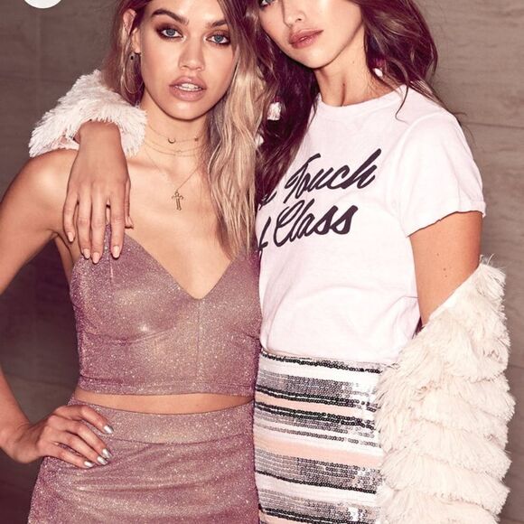 Lulus Shimmer and Shake Iridescent Gold Two Piece Dress Size Small - Picture 10 of 16